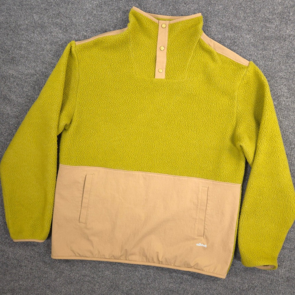 Allbirds Fluff Fleece Pullover Jacket Mens L Hazy Lime Outdoor Casual Gorpcore